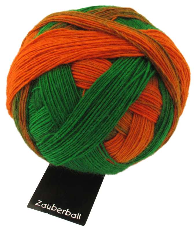 Zauberball Grün Orange Tick de Schoppel Wolle en tejeme.com, 420 metros en tonos verde, naranja y crudo